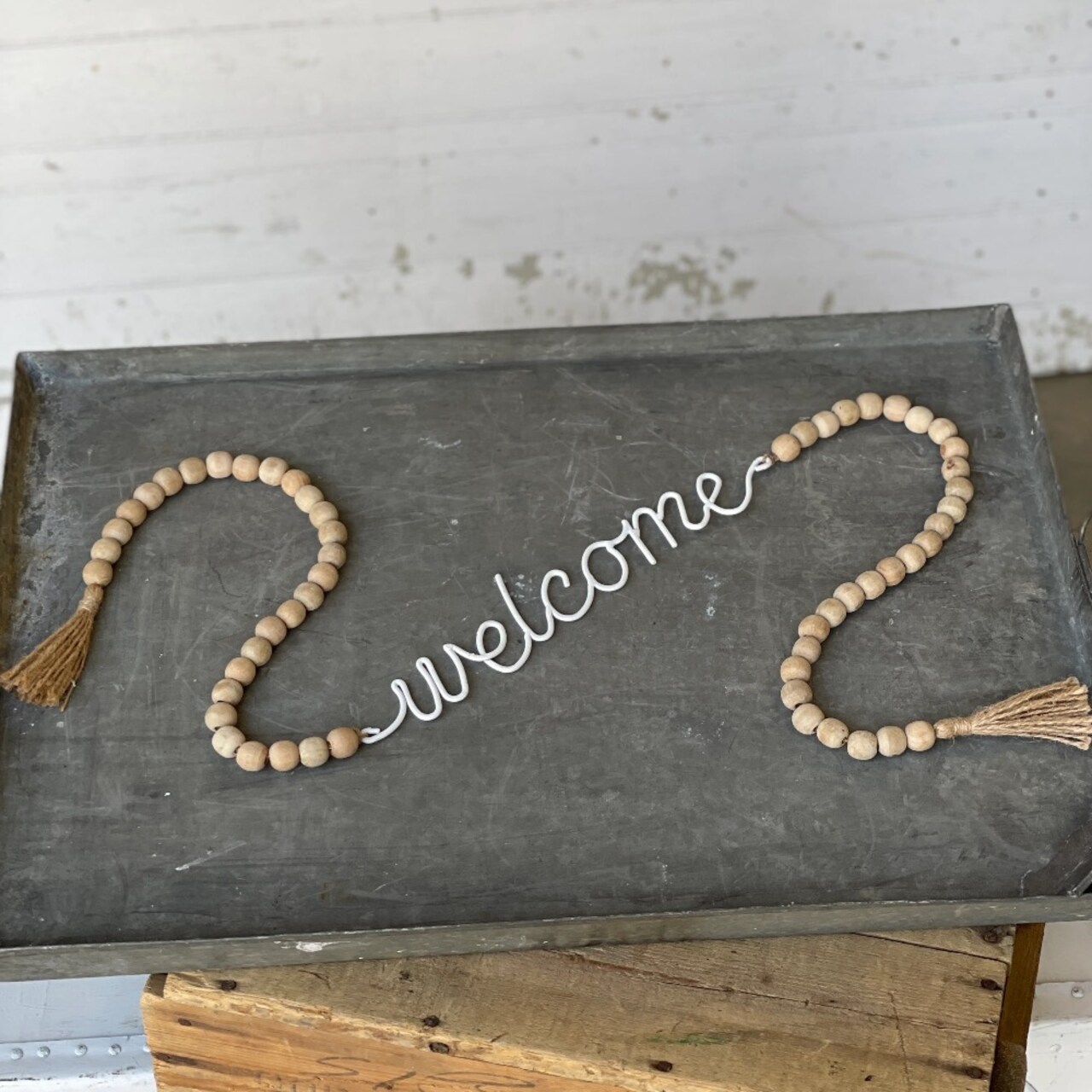 Beaded Garland - Welcome (set of 2) - Holiday & Everyday Home Décor - Final sale / Non-returnable and Non-refundable